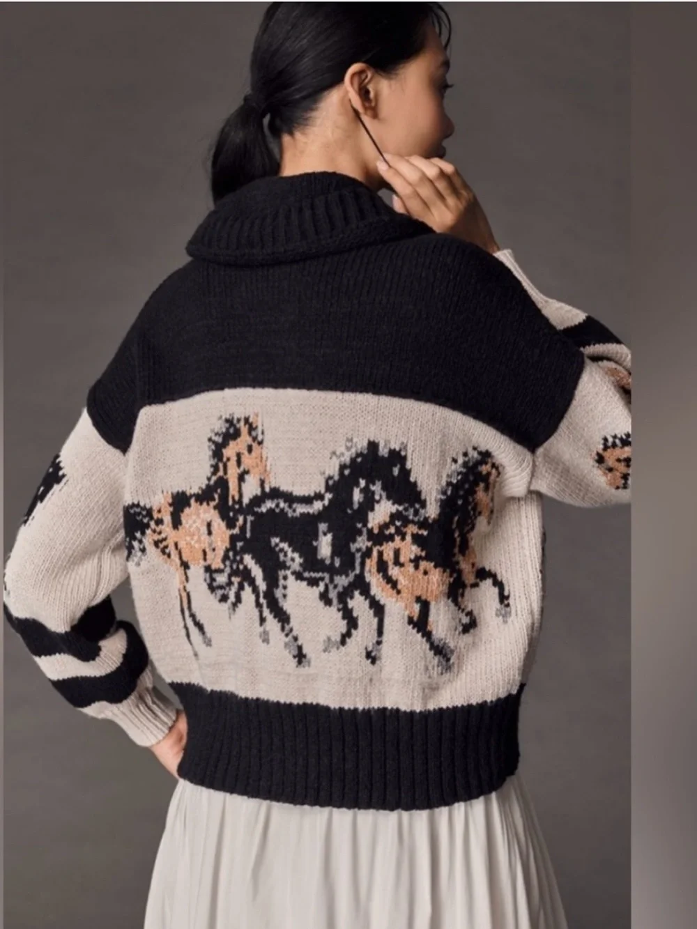 Anthropologie x Pilcro Horse Graphic Cardigan Sweater Size Medium NWT - Picture 3 of 14